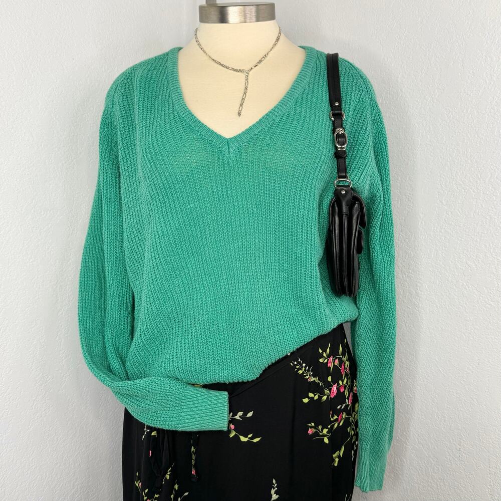 Vintage V-Neck Sweater Teal Size Large